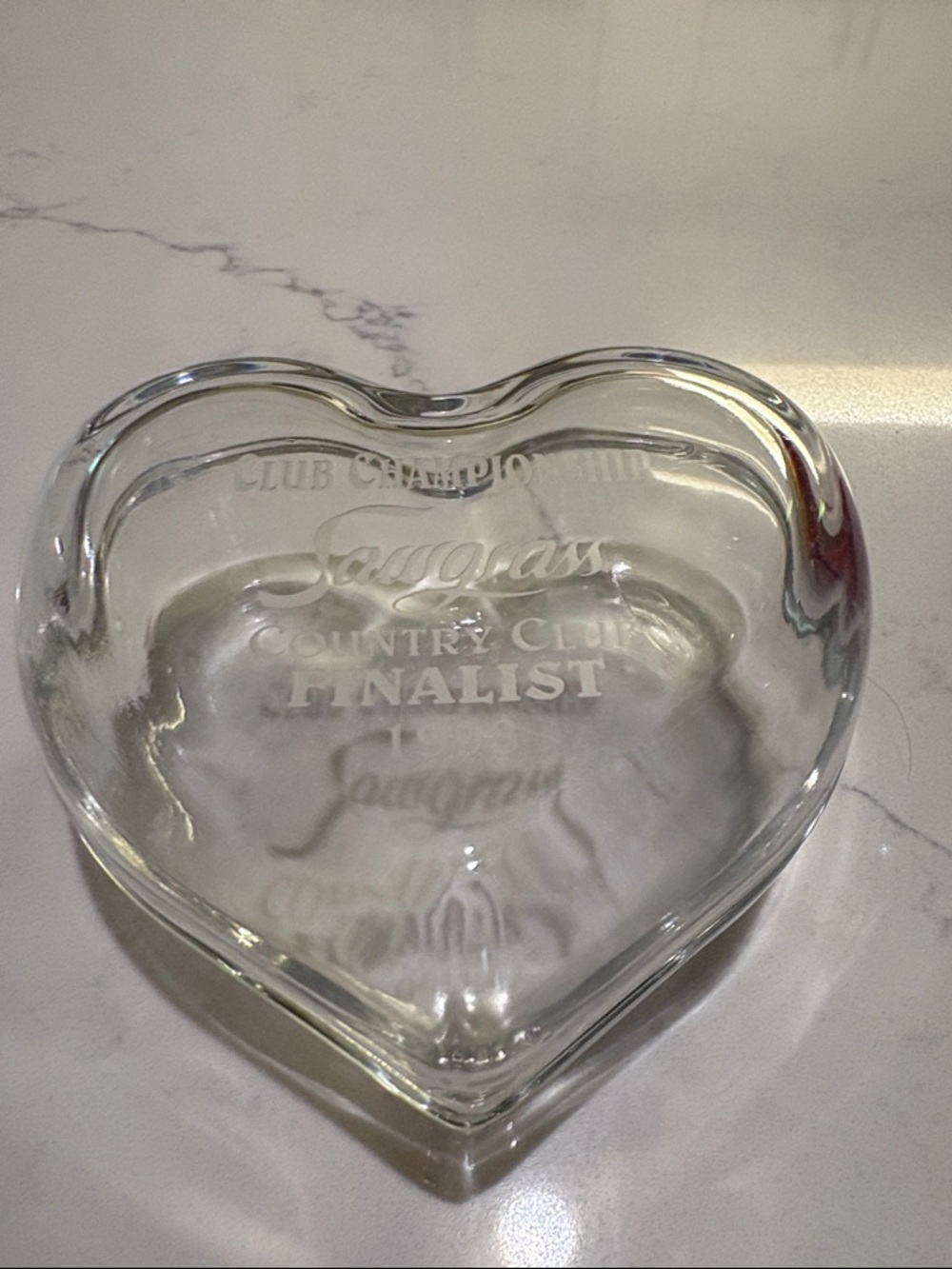 Heart-Shaped Glass Dish - Clear Sawgrass Golf finalist gift
